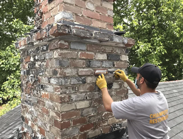 In-progress chimney restoration by Cerritos Chimney Sweep in Cerritos, CA