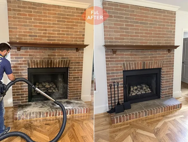 Cerritos Chimney Sweep carefully sanitizing a fireplace in Cerritos, CA