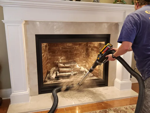 Fireplace cleaning performed by Cerritos Chimney Sweep in Cerritos, CA